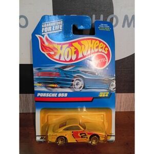 Hot Wheels Porsche 959 Yellow Racing #2 Collector 854 Vintage 1998 Mattel 19519